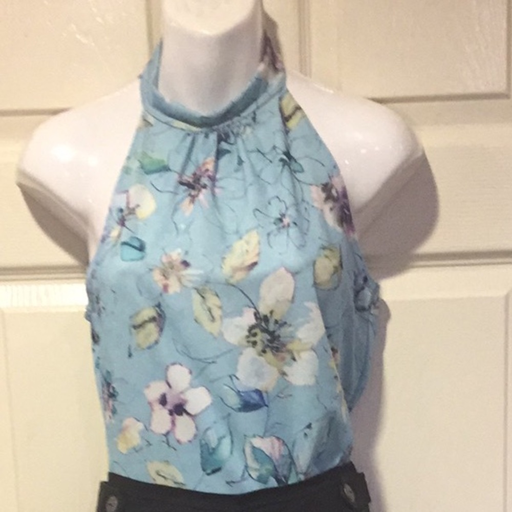 ⭐️Host Pick⭐️NWOTBlue Floral flirty slip on  top made in Canada 🇨🇦
